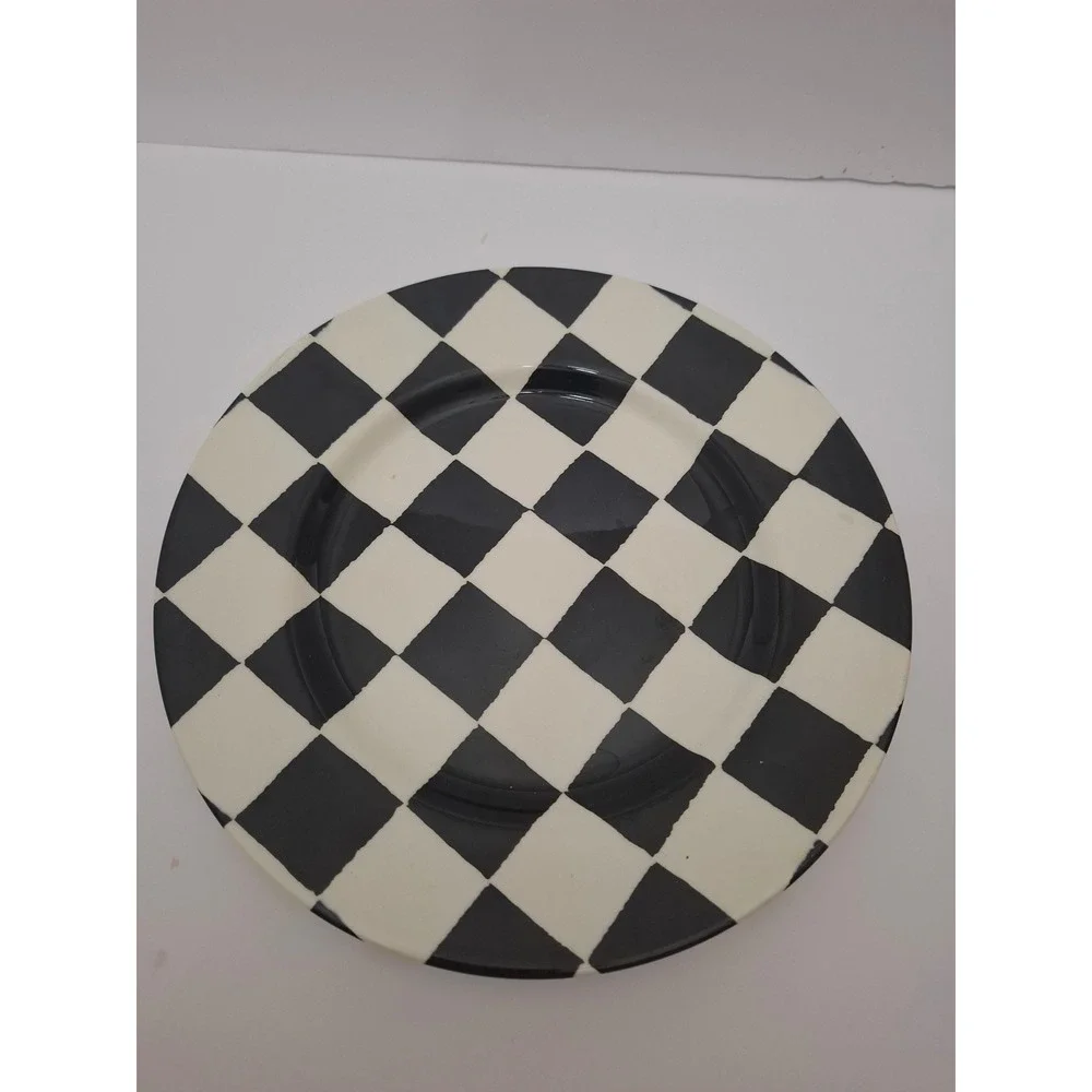 Royal Stafford Black White Checkerboard Earthenware Plates Set of 3 England